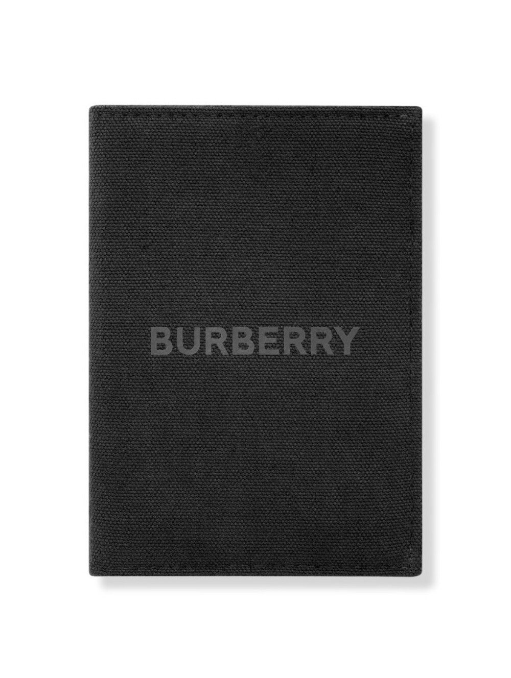 BURBERRY BLACK CANVAS PASSPORT HOLDER WITH LOGO.